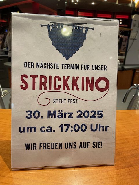 Plakat Strickkino am 30. März