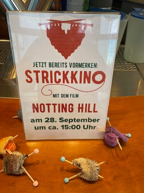 Ankündigung zum Strickkino am 28. September, Film: "Notting Hill"